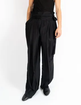 SS07 Black Belted Oversized Silk Trousers