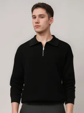Stylish Cotton Knitted Half-Zip Sweater for Cozy Winter Wear