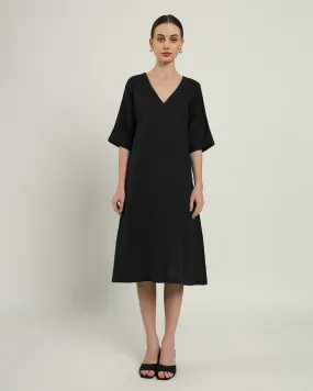 The Mildura Daisy Noir Linen Dress