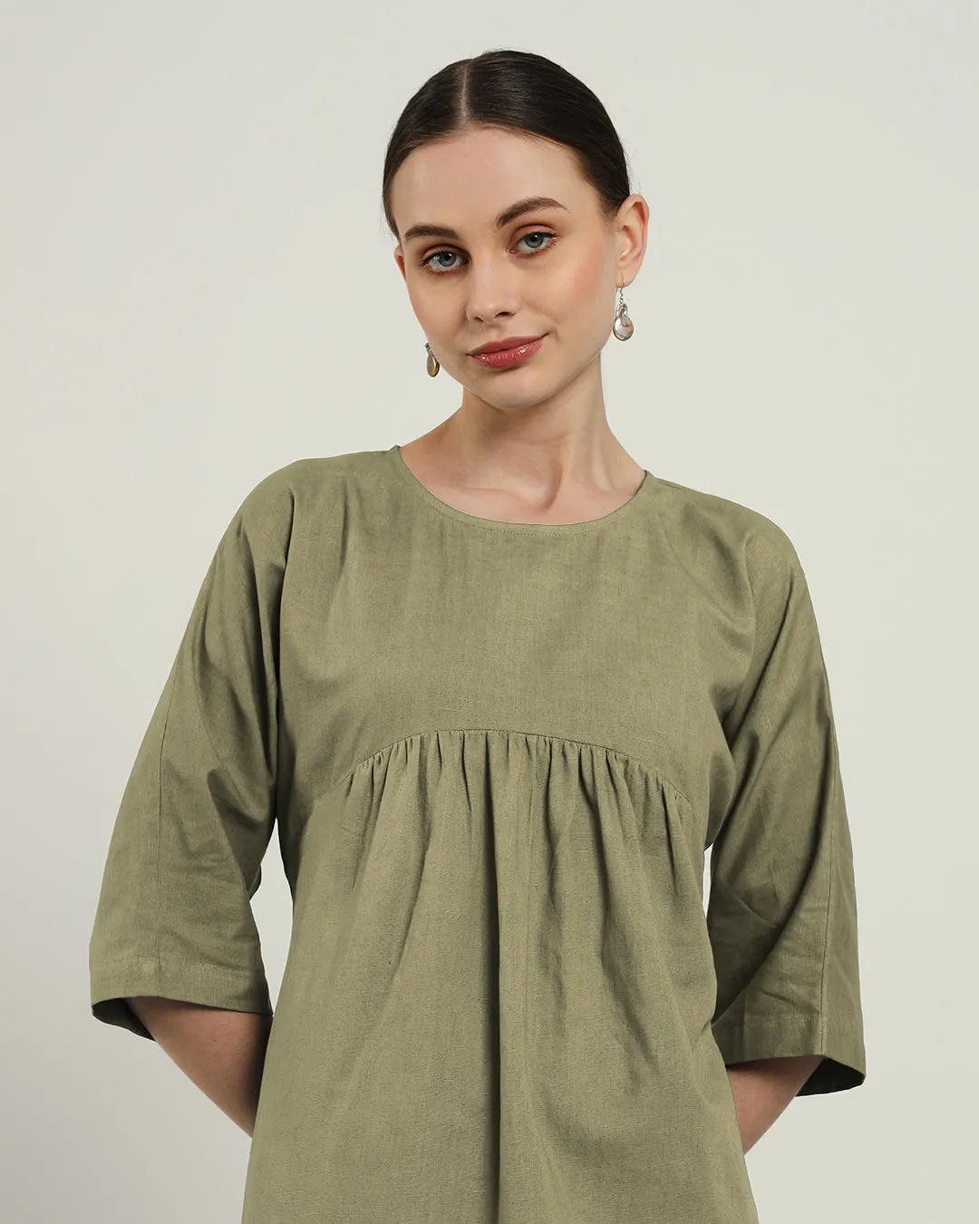 The Monrovia Daisy Olive Linen Dress