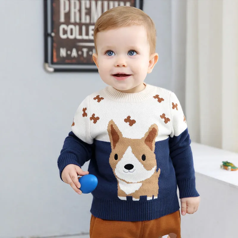 Toddler and Kids Knit Corgi Pullover