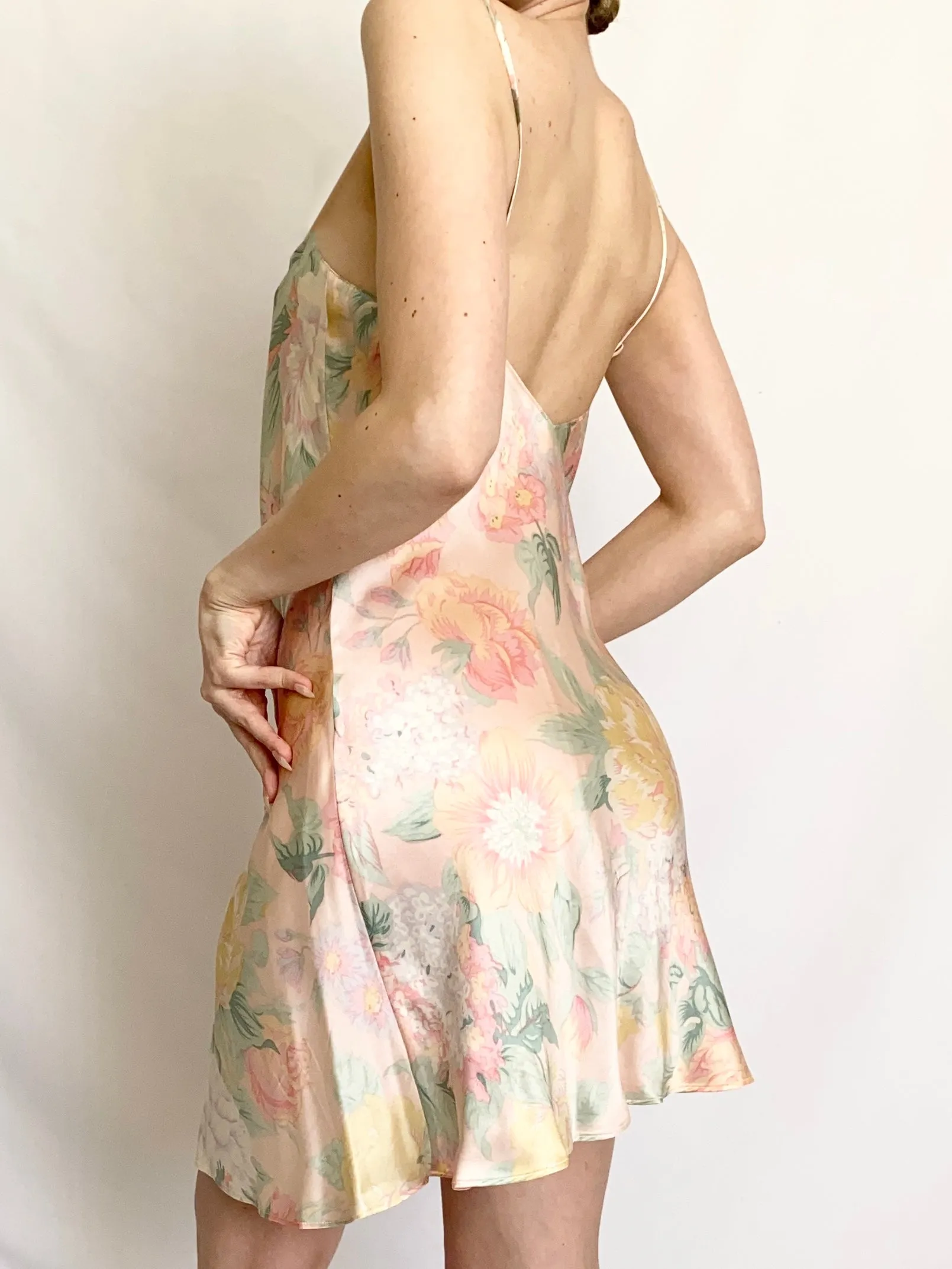 Victoria’s Secret Floral Pastel Silk Slip Dress and Robe Set (XS,S)