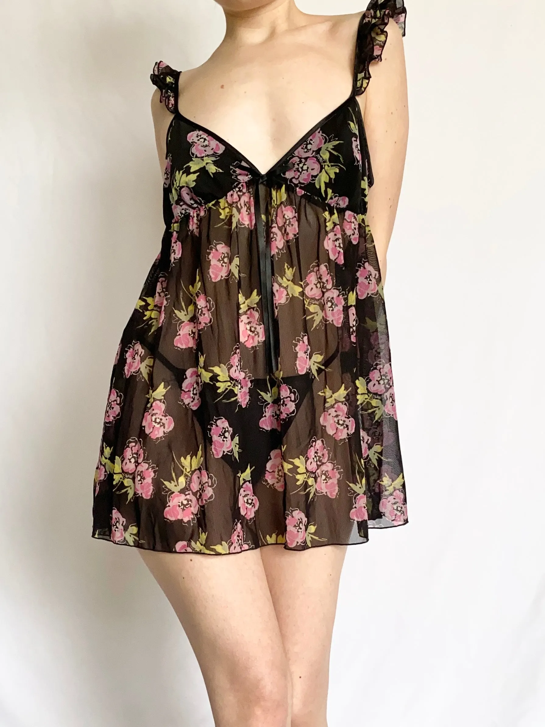 Victoria's Secret Sheer Floral Babydoll Slip Dress (S)