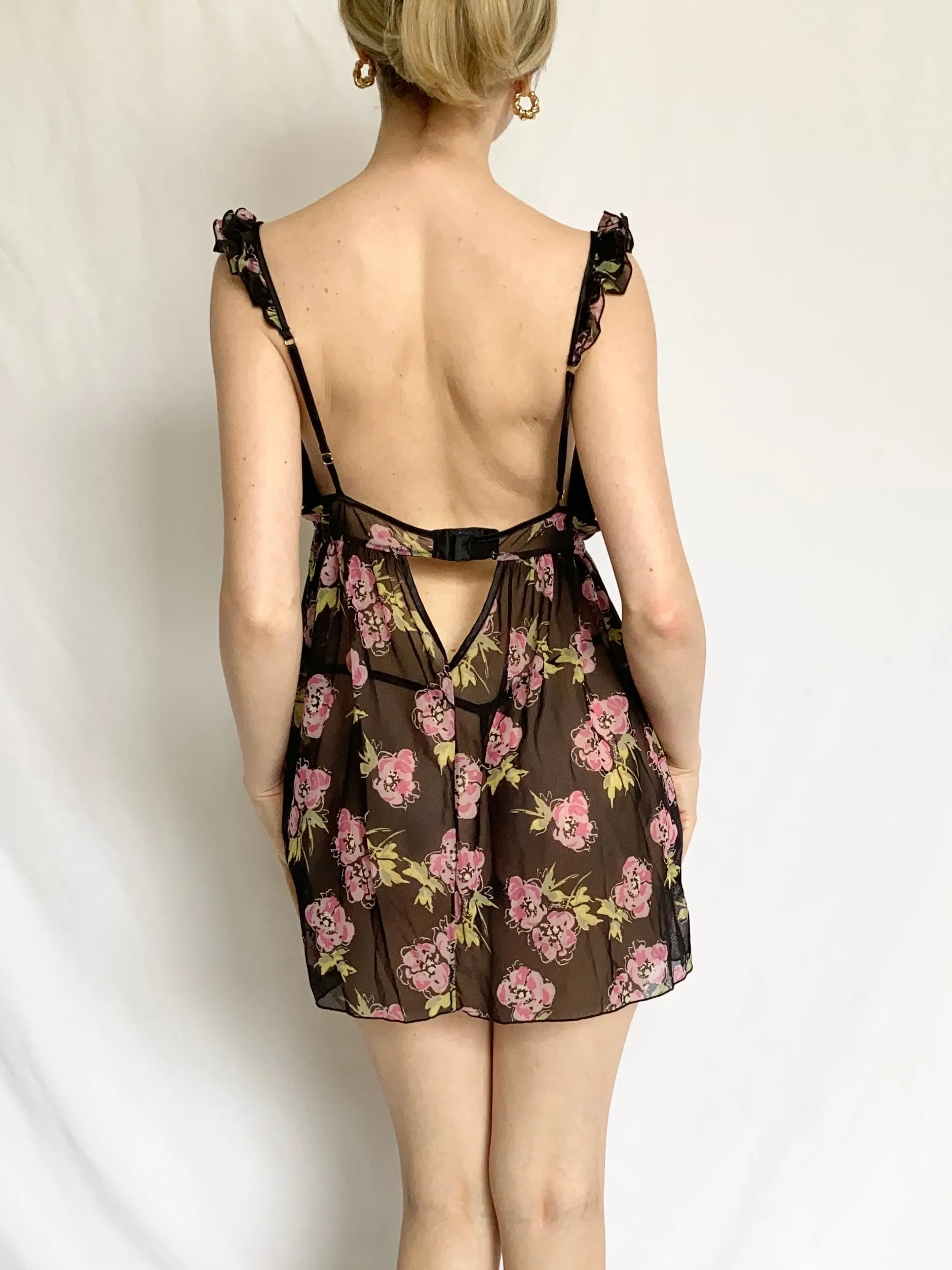 Victoria's Secret Sheer Floral Babydoll Slip Dress (S)