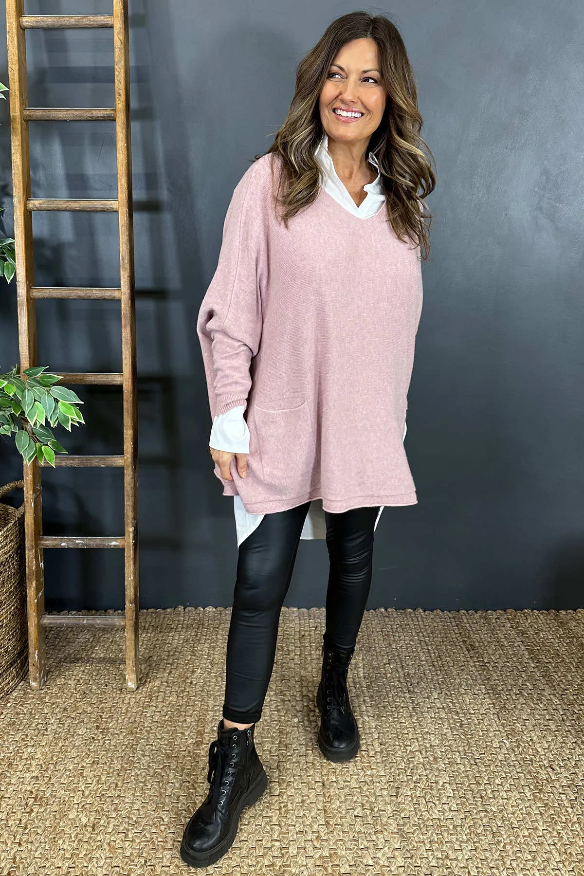Vienna Pocket Knitted Jumper Pink
