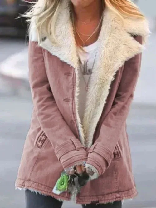 Women's Casual Denim Warm Winter Coat with Faux Fur | Perfect for Casual Days
