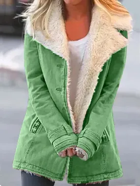 Women's Casual Denim Warm Winter Coat with Faux Fur | Perfect for Casual Days