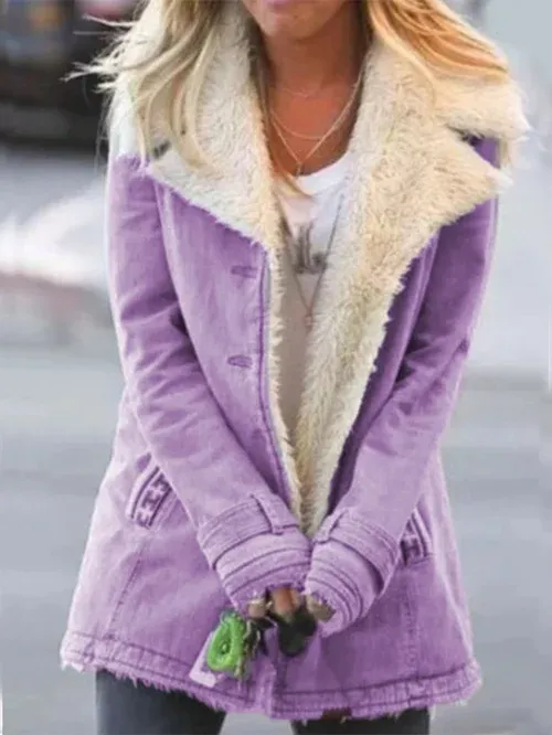Women's Casual Denim Warm Winter Coat with Faux Fur | Perfect for Casual Days