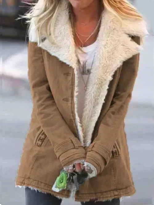 Women's Casual Denim Warm Winter Coat with Faux Fur | Perfect for Casual Days