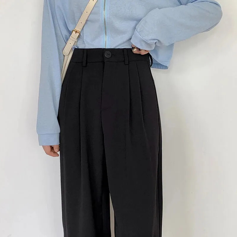 Women's Elegant High Waist Korean Office Fashion Designer Pants