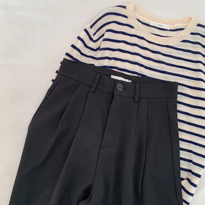 Women's Elegant High Waist Korean Office Fashion Designer Pants