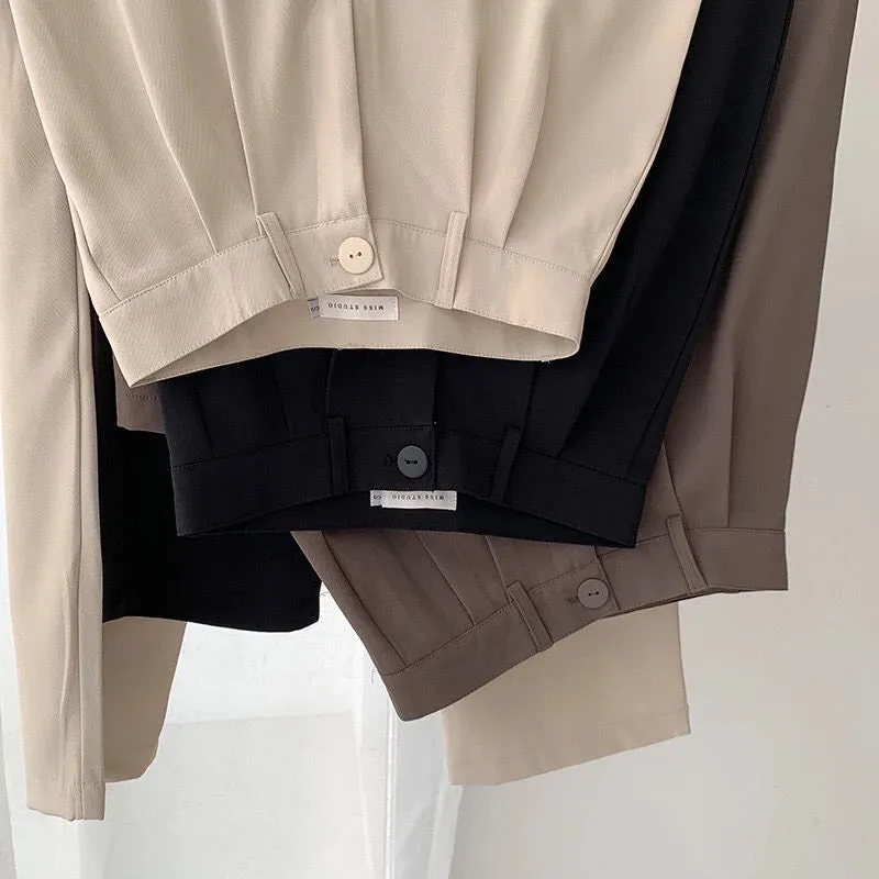 Women's Elegant High Waist Korean Office Fashion Designer Pants
