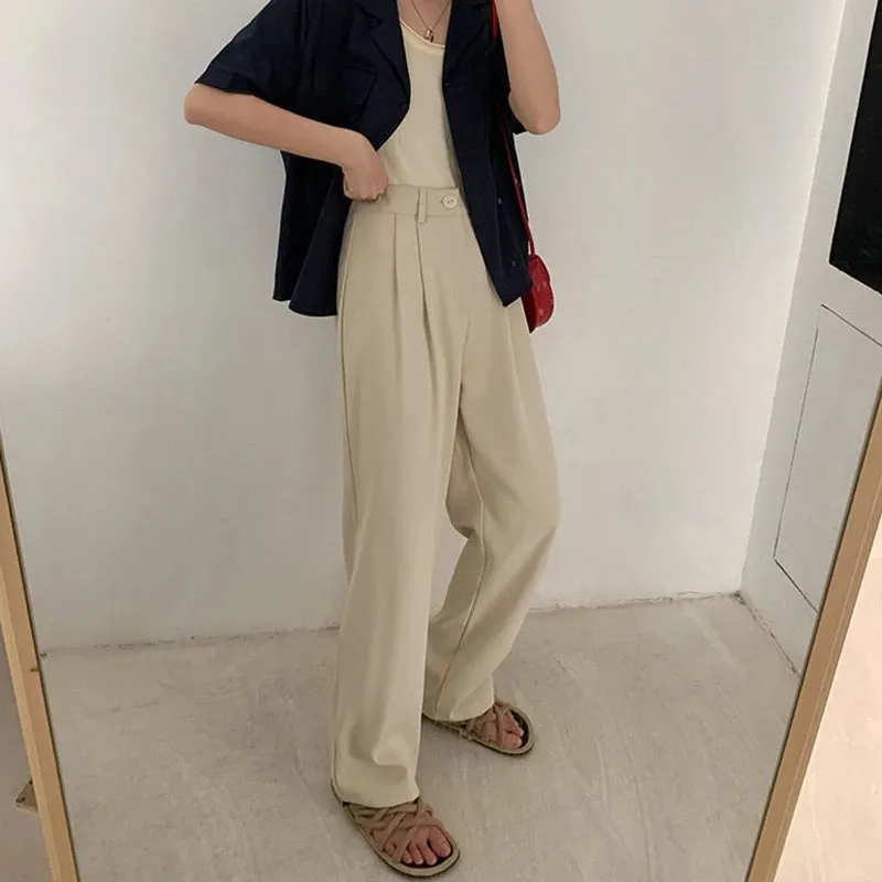 Women's Elegant High Waist Korean Office Fashion Designer Pants