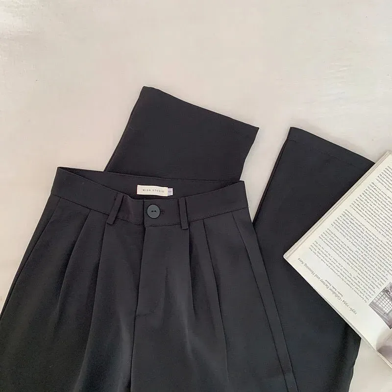 Women's Elegant High Waist Korean Office Fashion Designer Pants