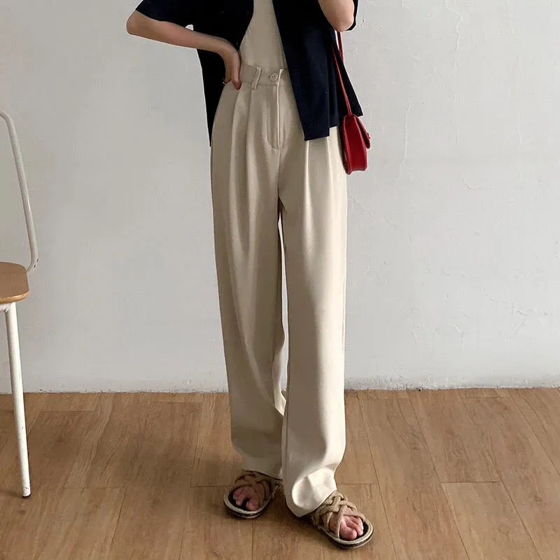 Women's Elegant High Waist Korean Office Fashion Designer Pants