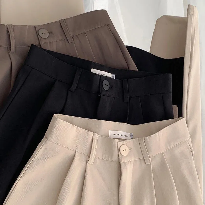 Women's Elegant High Waist Korean Office Fashion Designer Pants