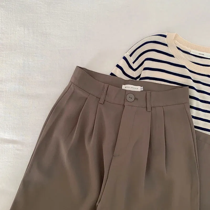 Women's Elegant High Waist Korean Office Fashion Designer Pants