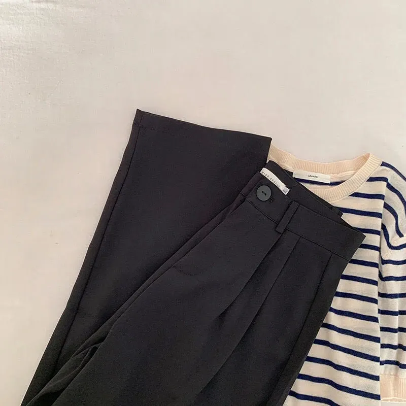 Women's Elegant High Waist Korean Office Fashion Designer Pants