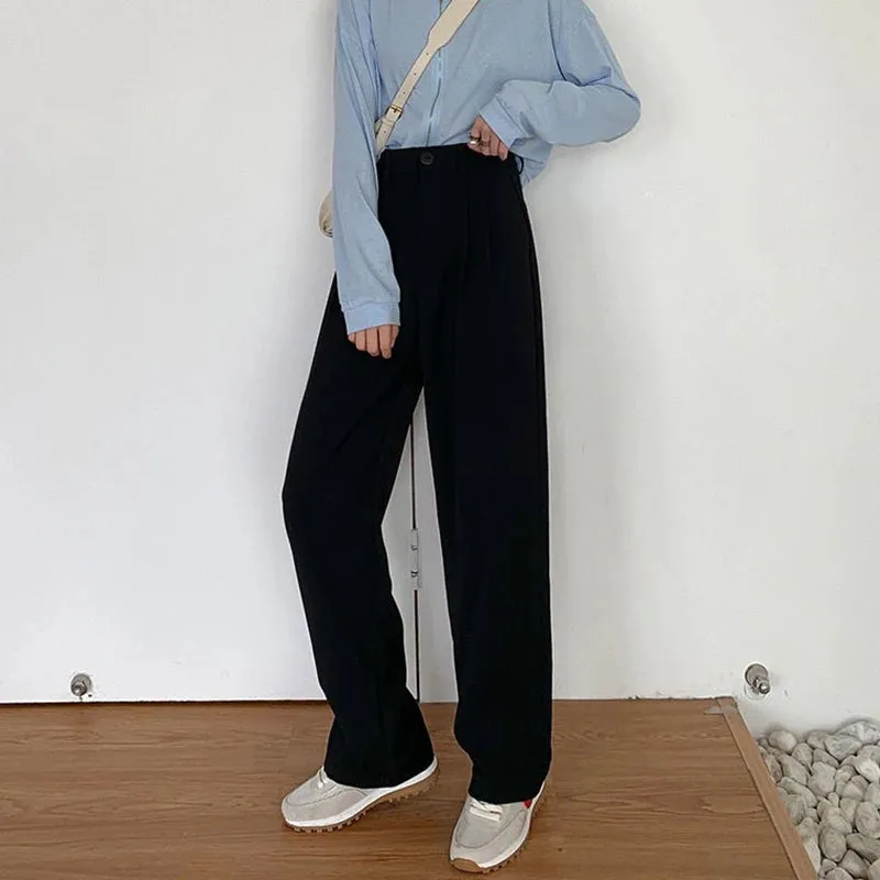 Women's Elegant High Waist Korean Office Fashion Designer Pants