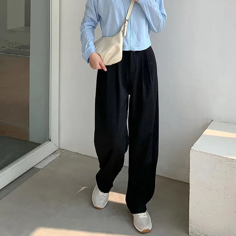 Women's Elegant High Waist Korean Office Fashion Designer Pants