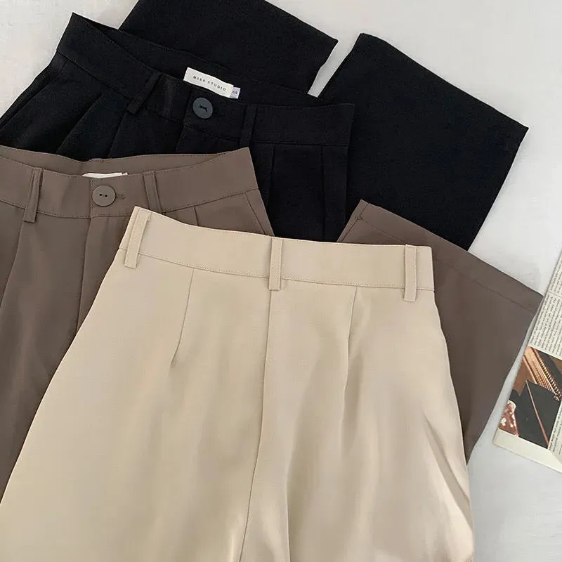 Women's Elegant High Waist Korean Office Fashion Designer Pants