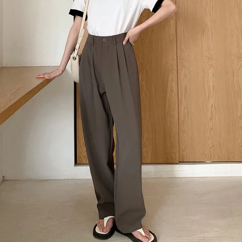 Women's Elegant High Waist Korean Office Fashion Designer Pants