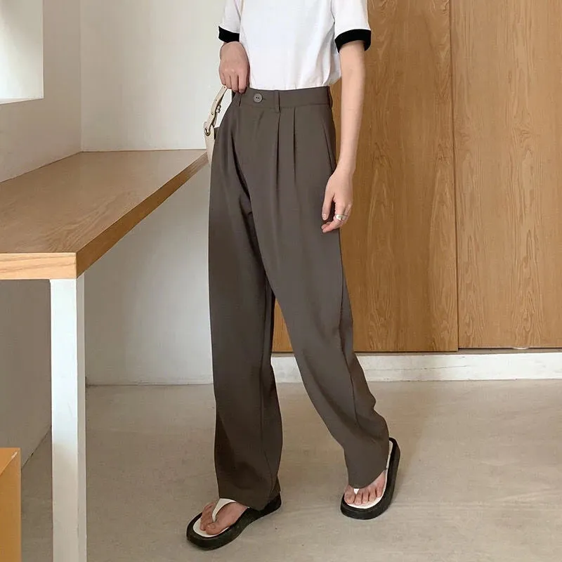 Women's Elegant High Waist Korean Office Fashion Designer Pants