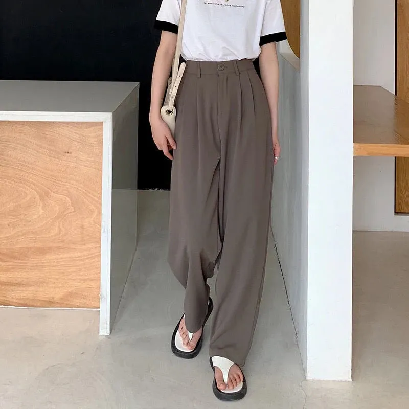 Women's Elegant High Waist Korean Office Fashion Designer Pants