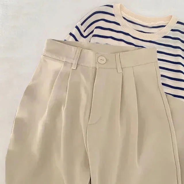Women's Elegant High Waist Korean Office Fashion Designer Pants