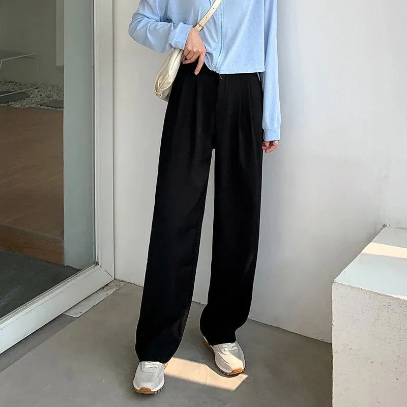 Women's Elegant High Waist Korean Office Fashion Designer Pants
